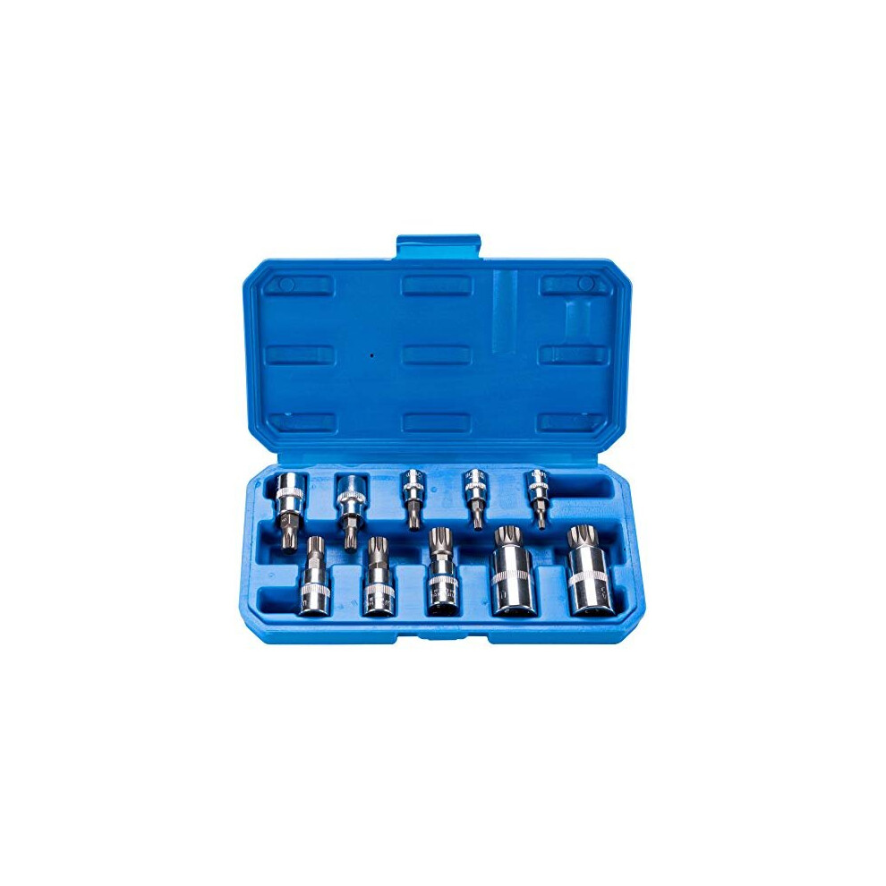 Spline Socket Bit Set 10Pcs Square Triple Silver M4 - M18 710667237823