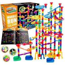 Marble Genius Glow Marble Run Extreme Set - 300 Complete Pieces + Free Instruction App & Full Color Instruction Manual