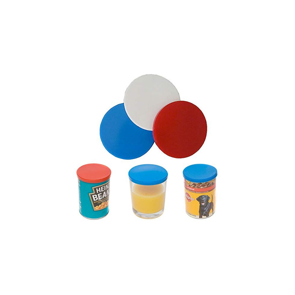 Chef Aid 10E 00863 Tin Lids Can Cover Baked Beans Dog Cat Food Plastic 3 Pack Covers Standard Size Top