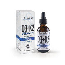 Nutroliq Vitamin D3 + K2 Liquid Drops - 4000IU Vit D3, 100mcg Vit K as MK7, MCT, Extra Virgin Olive Oil - For Immune & Bone Health, Better Energy,