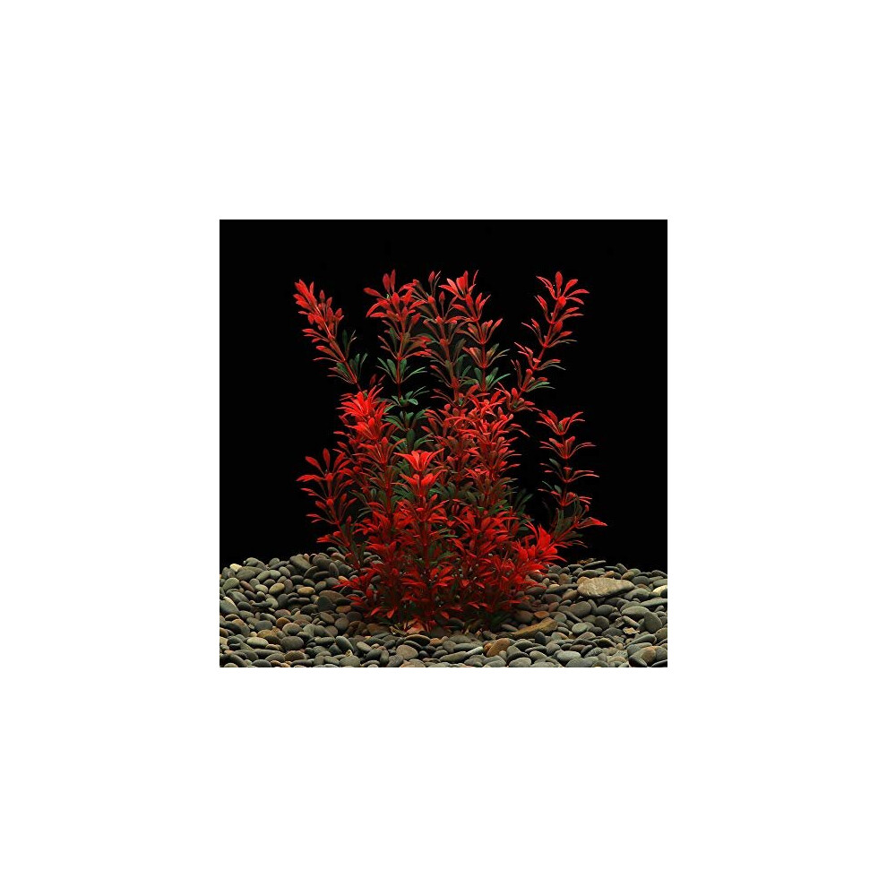 Large Aquarium Plants Artificial Plastic Fish Tank Plants Decoration Ornament Safe for All Fish 30cm x 10cm - Red