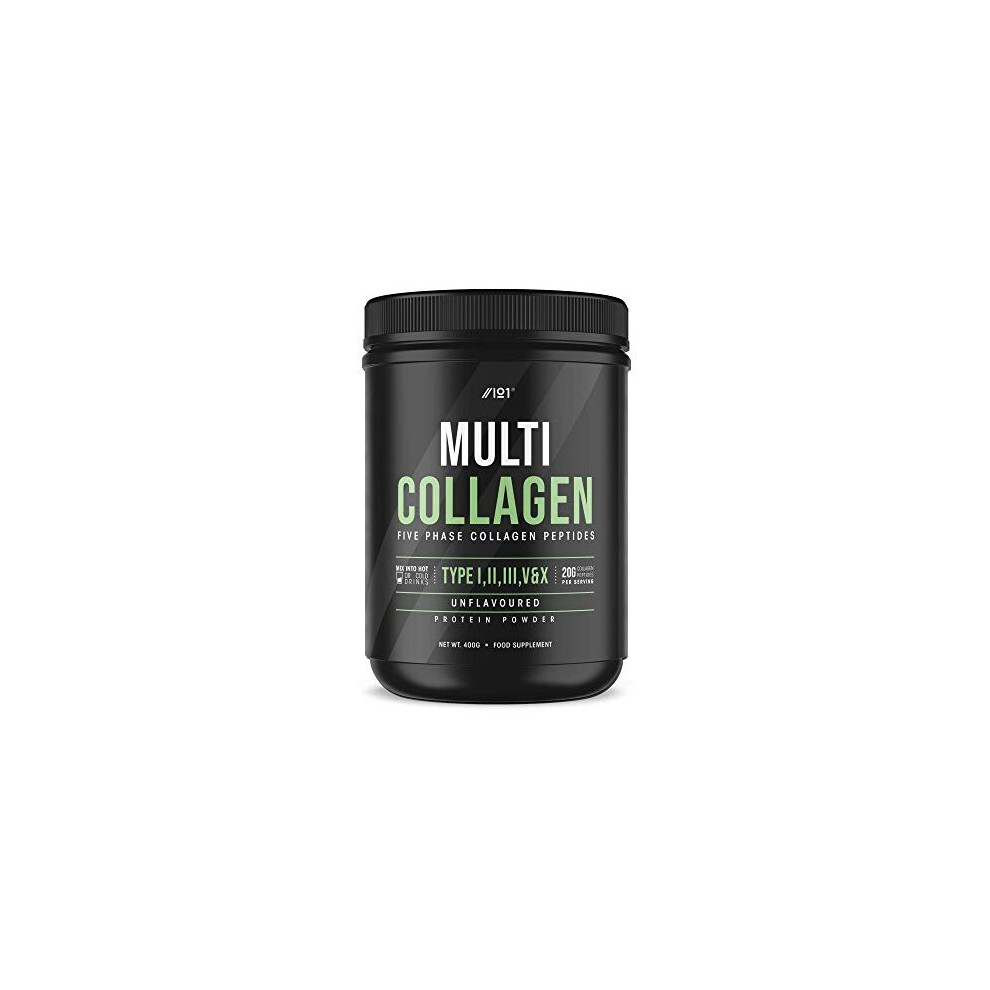 Multi Collagen Protein Powder (400g) - Types I, II, III, V & X - Hydrolyzed Grass Fed Bovine, Wild Caught Fish, & Free-Range Chicken & Eggshell