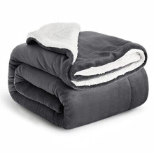 IR Imperial Rooms Sherpa Fleece Blanket Bed Throws Blankets For Sofas Soft Fluffy Thick Blanket Reversible Microfiber Throw (Grey, Double (150 x 200