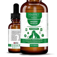 Happet Hemp Oil for Dogs, Cats and Pets. High Strength, 30ml bottle, 100% Natural Hemp Seed Oil – Helps with Anxiety and Stress Relief – Healthy