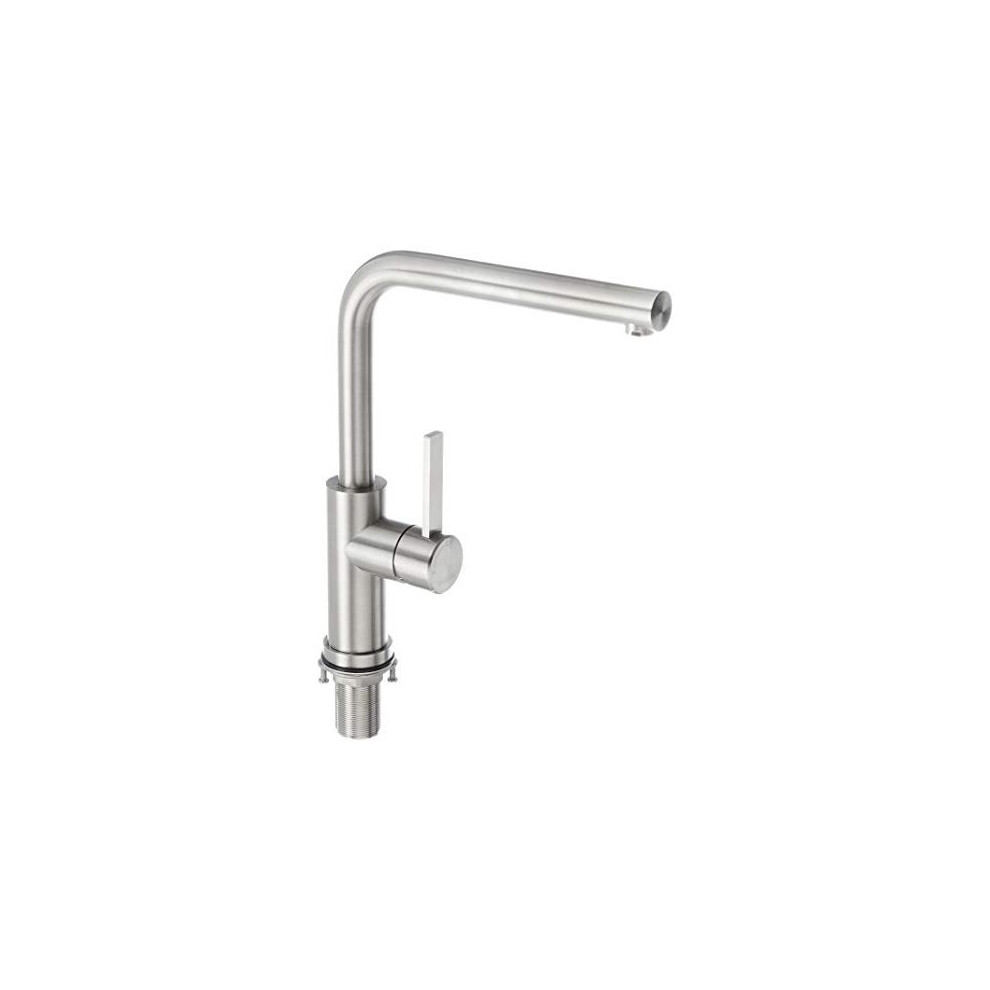 Blanco 526181 Lanora-F Steel Kitchen Sink tap (Low Pressure) with a Fixed spout steel-526181, Brushed Stainless Steel, Vorfenster-Armatur Niederdruck