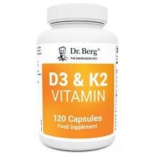 Dr. Berg's D3 & K2 Vitamin - D3K2 Supplement for Normal Joints, Bone & Ligaments Support - 2000 IU of Vitamin D3 & 50 mcg of Vitamin K2 MK7-120