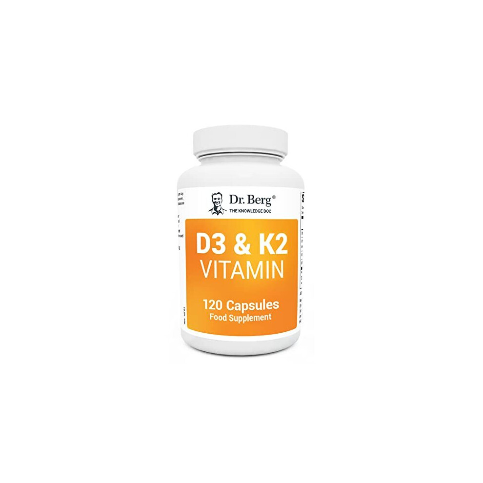 Dr. Berg's D3 & K2 Vitamin - D3K2 Supplement for Normal Joints, Bone & Ligaments Support - 2000 IU of Vitamin D3 & 50 mcg of Vitamin K2 MK7-120