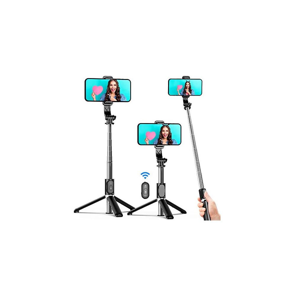 Selfie Stick Tripod, 4 in 1 Extendable Selfie Stick 360 Rotation Tripod Stand with Detachable Wireless Remote Portable Mobile Phone Holder