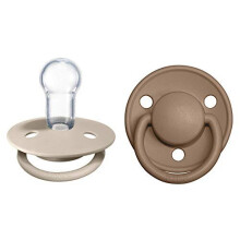 BIBS De Lux Soother 2-Pack, BPA Free Dummy Pacifier, Round Nipple. Silicone, OneSize (0-36 Months), Vanilla / Dark Oak