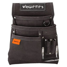WrightFits Leather Nail and Hammer Pouch with Multi Pockets | Work Tool Pouches | Hammer Holder and Nails Organiser for Builders, Carpenters,