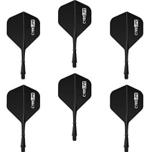 CyeeLife 6 Packs Integrated Dart Flights and Shafts,one Piece Accessory 2BA (7 Colors) (Black)