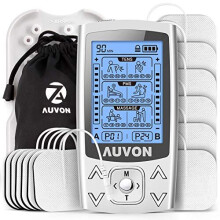 AUVON Dual Channel TENS EMS Machine for Pain Relief, 24 Modes TENS Unit Muscle Stimulator with 12pcs 2&quotx2&quot TENS Electrode Pads