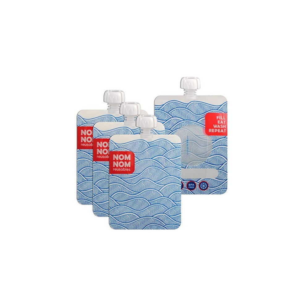Nom Nom Reusable Smoothie Pouch/Reusable Yogurt Pouch 250Ml Large Capacity Squeeze Pouch X 4 Nom Nom Kids