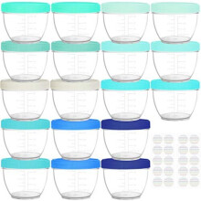 Youngever 18 Pack 120ML Baby Food Storage, Re-usable Baby Food Containers with Lids, 9 Coastal Colors, with Lids Labels