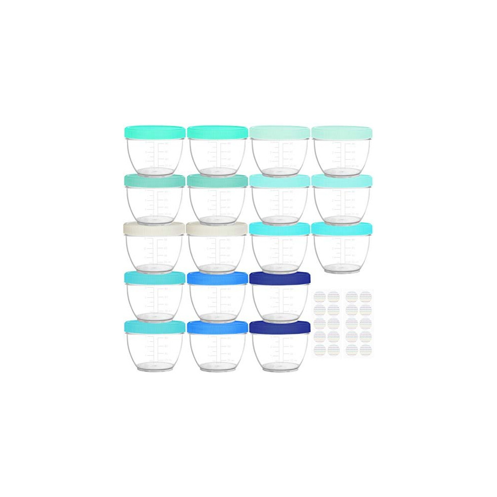 18 Pack 120Ml Baby Food Storage, Re-Usable Baby Food Containers With Lids, 9 Coastal Colors, With Lids Labels Youngever