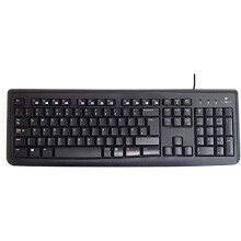 Logitech K110 Wired USB Wired Spill Resistant Full-Size PC Keyboard with Media Control, Compatible with Windows & Linux, For Home, Office & Business