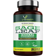 Sage Tablets 3000mg High Strength for Hot Flushes, Night Sweats, Perimenopause & Menopause Symptoms - 90 Vegan Tablets not Capsules - Standardised