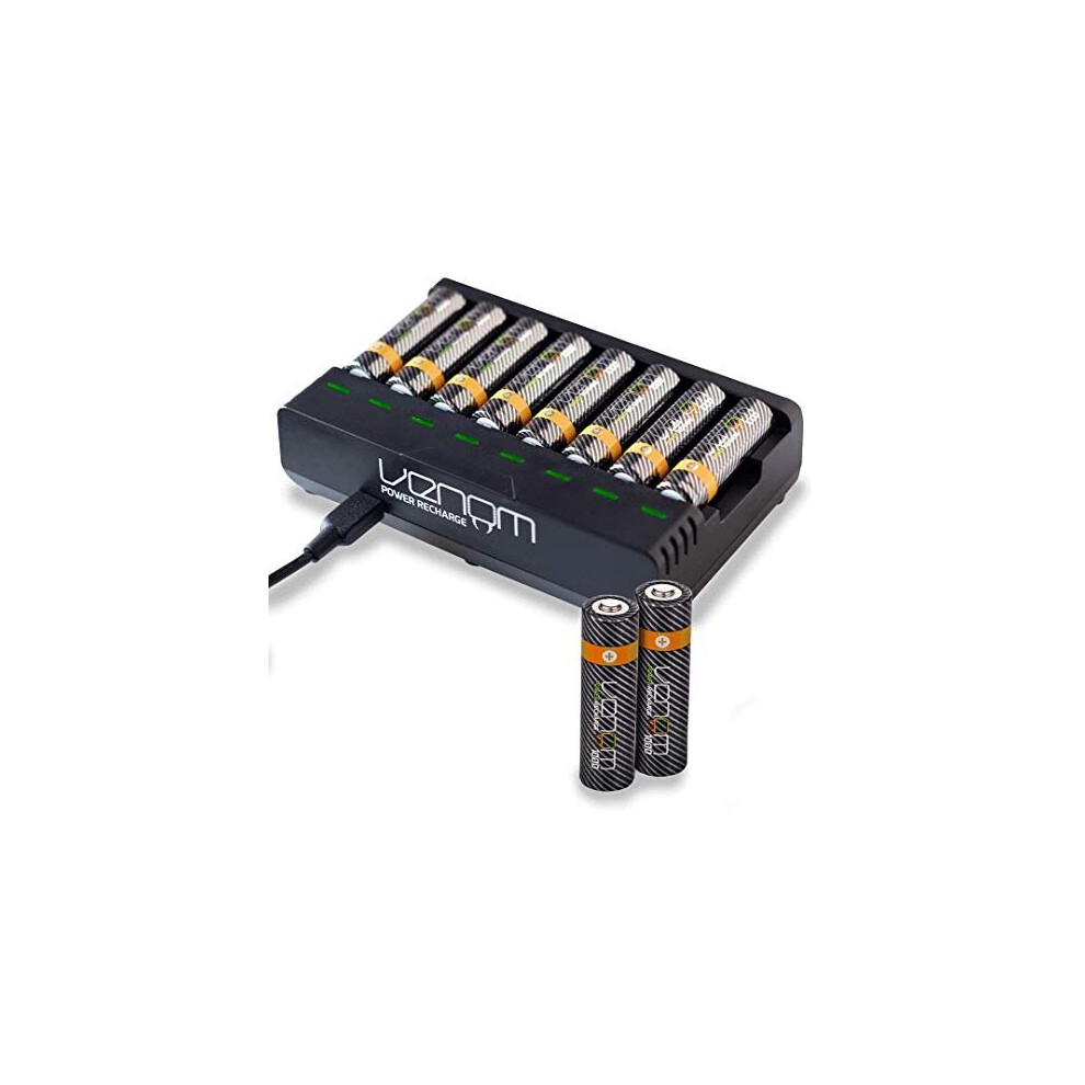 Venom Power Rechargeable Battery Charging Dock plus 10 x AA Batteries - 1000mAh 1.2V NiMH