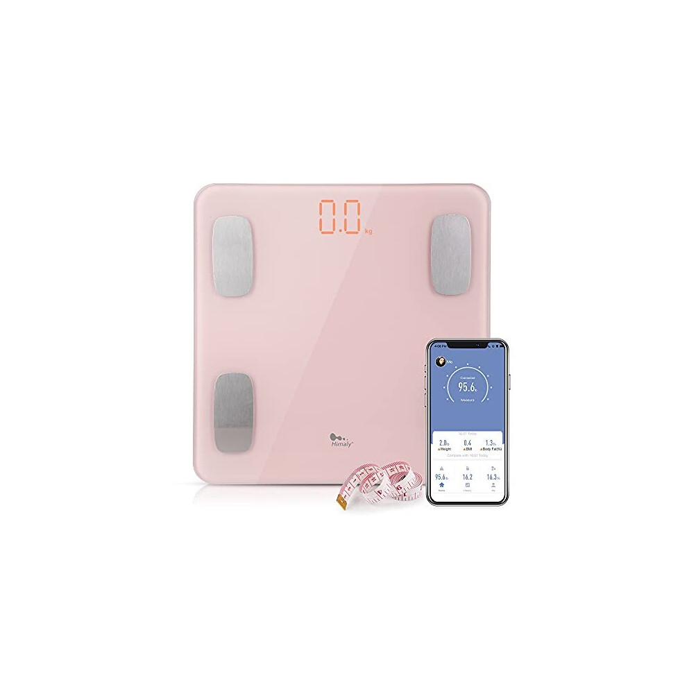 Himaly Bluetooth Smart Body Fat Scale - 14-Item Body Composition (Bmi, Muscle, Fat, Water), Multi-User, Led Display, Health App Sync, 400 Lb