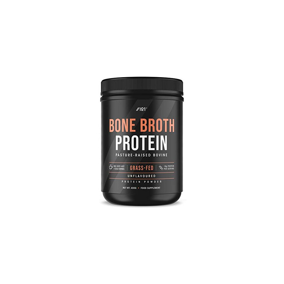 Alpha01 Bone Broth Beef Protein Powder - 400G - Unflavoured - 100% Grass-Fed & Pasture Raised Beef - Paleo & Keto Friendly, Halal & Kosher
