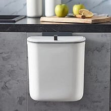 ELPHECO Kitchen Compost Bin, 2.5 Gallon Hanging Trash Can with Lid, Kitchen Cabinet Door Under Sink Plastic Garbage Can Compost Bin Wall Mounted Slide