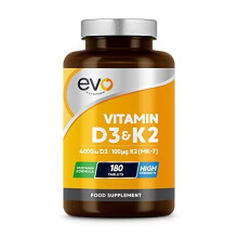 Vitamin D3 4000iu & Vitamin K2 100ug (MK7) - 180 Vitamin D3 K2 Vegetarian Tablets - 6 Month Supply - High Strength D3 and K2 Vitamin - Vitamin D K2