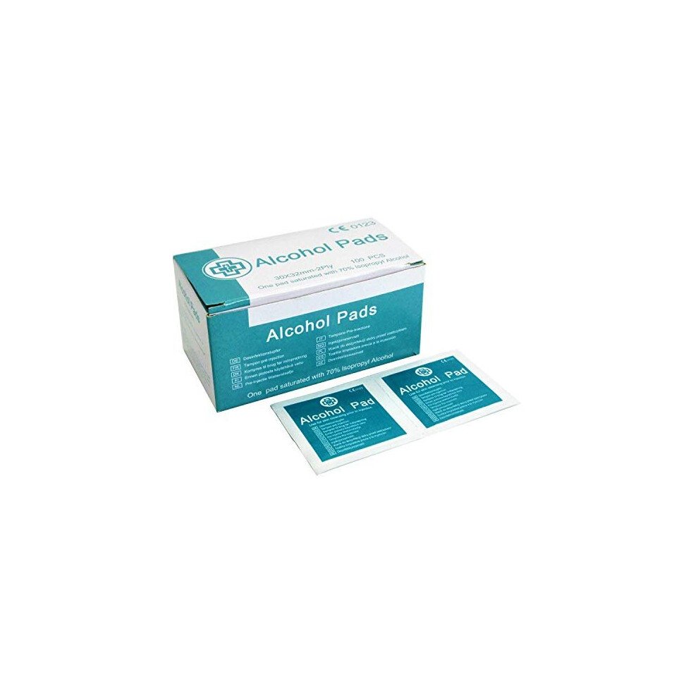 70% Isopropyl Alcohol Pads – 100 Individually Wrapped Wipes