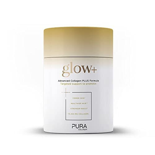 Pura Collagen Powdered Supplement Glow+, Hydrolysed Peptides, Hyaluronic Acid, Vitamins & Minerals, 28 Servings, 284 g
