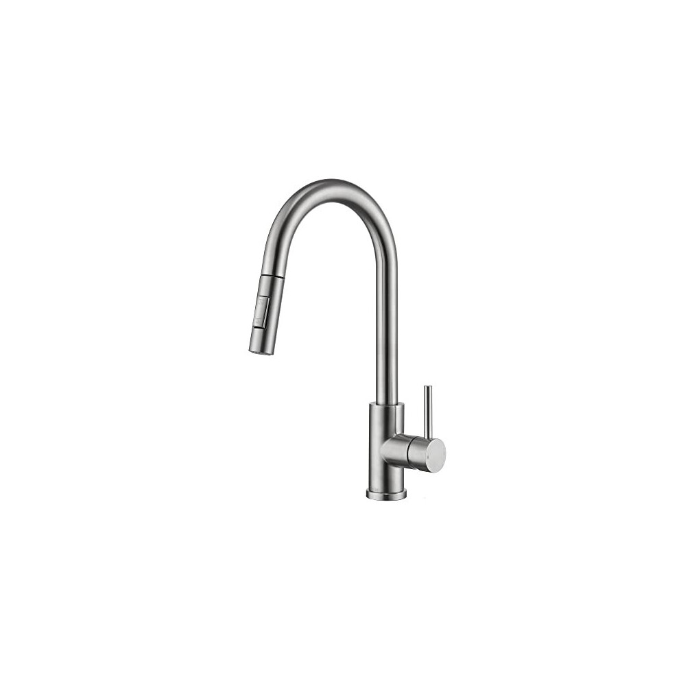 Tohlar Kitchen Sink Mixer Tap with Pull Out Sprayer, Modern Stainless Steel Single Handle Pull Down Sprayer Tap (Brushed Nickel)