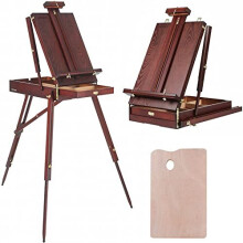 MEEDEN French Style Wooden Sketchbox Easel with Fodable Legs,Drawer Storage and Palette Tray,Portable Artist Easel Box for Outdoor Painting,Tripod