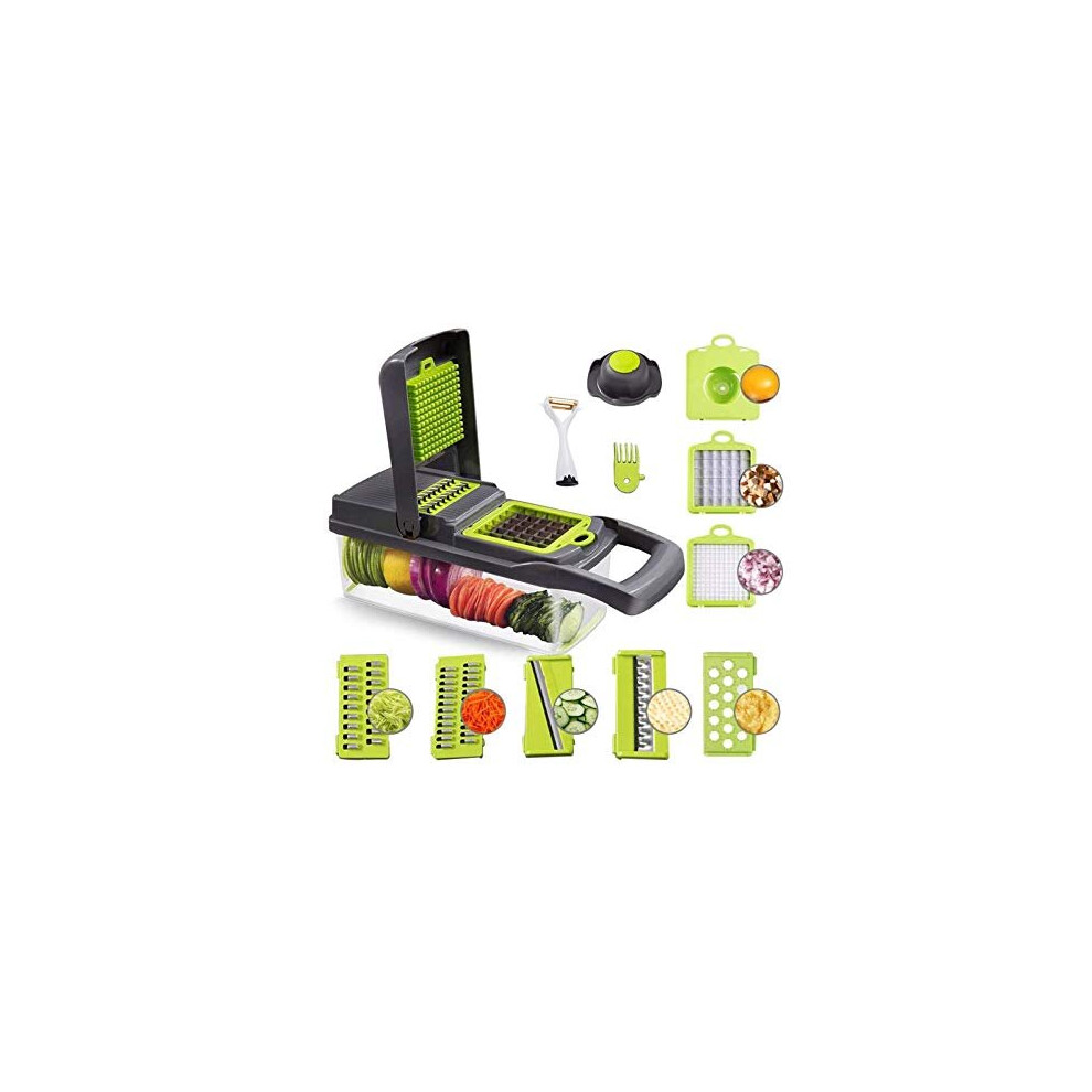 15 in 1 Vegetable Chopper, Mandoline Vegetable Slicer Fruit and Vegetable Dicing Machine, Food Slicer Veg Chopper Manual Onion Slicer Dicer Chopper
