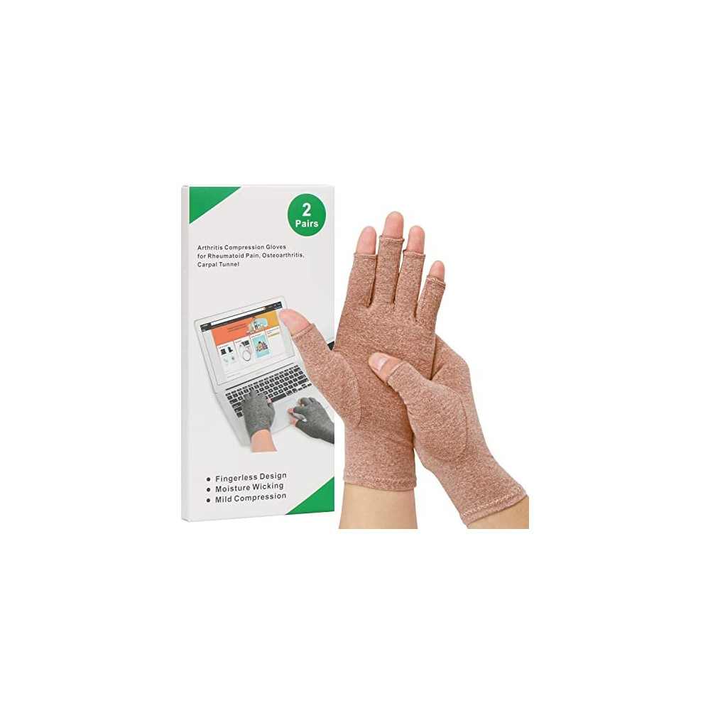 Hsgezuoqi 2-Pair Arthritis Compression Gloves For Alleviate Rheumatoid Osteoarthritis, Carpal Tunnel Raynauds Disease, Ease Muscle Tensi On Fingerless,