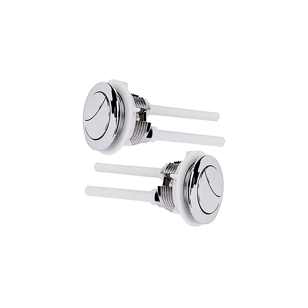 38mm Toilet Flush Button Replacement - 2 Pack Flushing Dual Rod Chrome Push Cistern Standard Part for Bathroom Toilet Repair