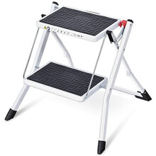 Kingrack Step Ladder,Double Side Folding Step Stool, 2 Step Portable Ladder with handdle, Large Platform,Slim Household Stepladder with Milti-fuction