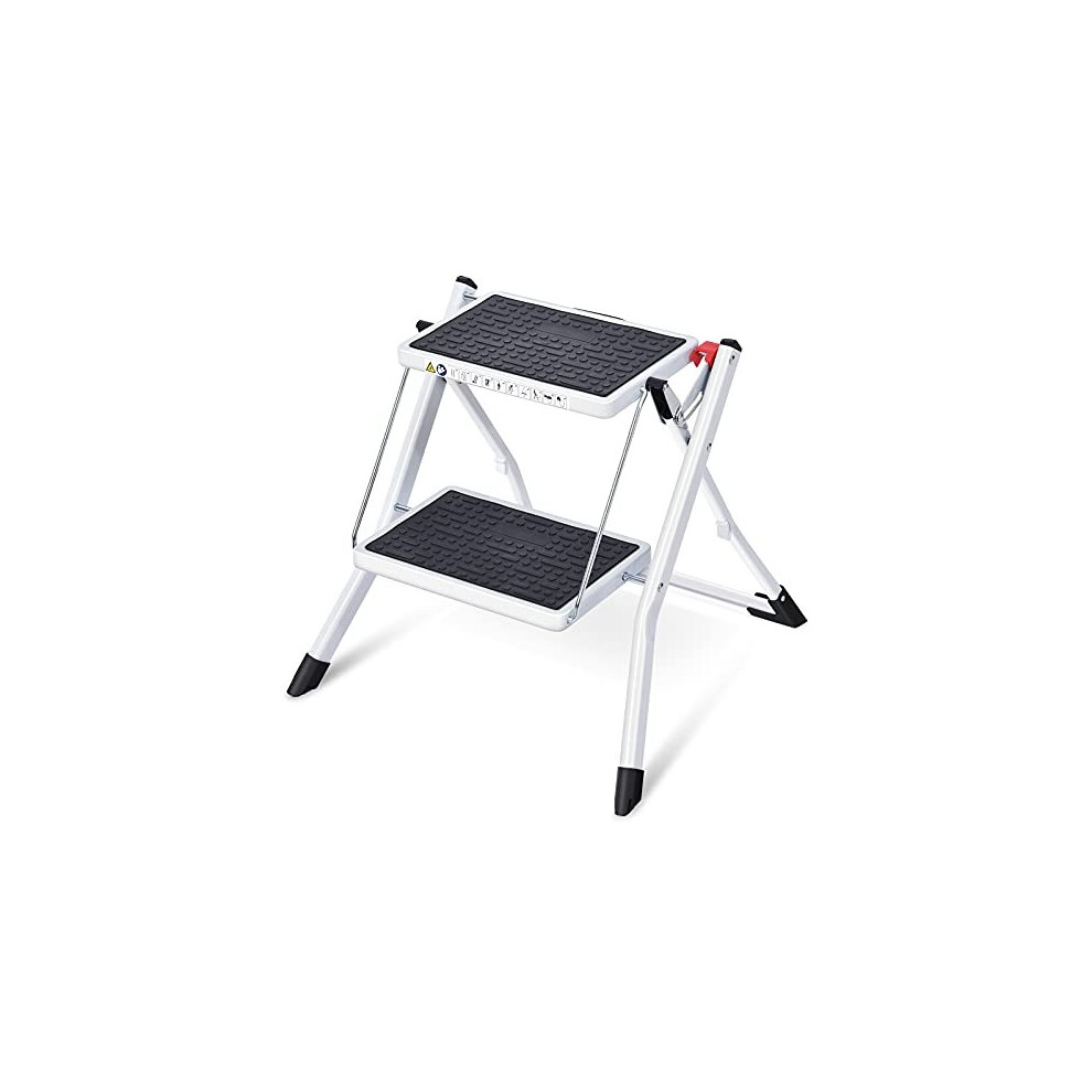 Kingrack Step Ladder,Double Side Folding Step Stool, 2 Step Portable Ladder With Handdle, Large Platform,Slim Household Stepladder With Milti-Fuction 717351550541