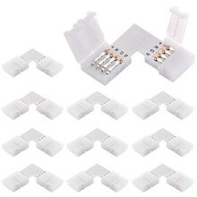 4 Pin RGB LED Light Strip Connectors L Shape Gapless for SMD 5050 Multicolor LED Strip (10Pcs)