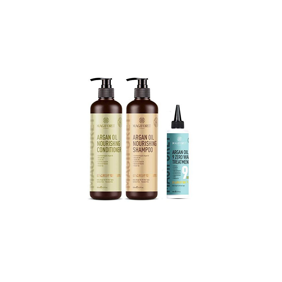 Photos - Hair Product MagiForet Argan Oil Shampoo + Conditioner + Hair Treatment Set  - Organic Sulfate Free, Paraben Free Ge(2 x 500 ml + 200 ml)