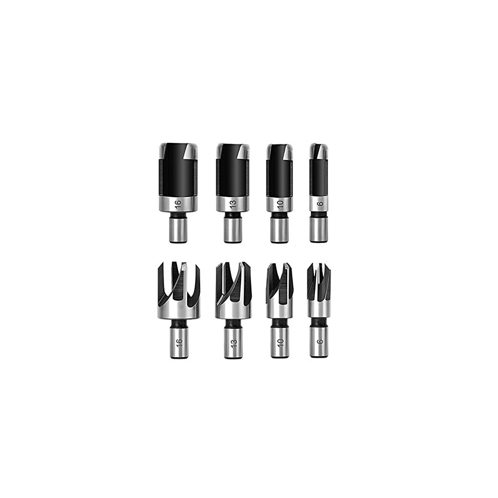 Thf 8Pcs Standard Wood Plug Cutter Set, Wood Dowel Maker Plug Hole Cutter Tenon Carbon Steel Metric Shank Drill Bit Set, Taper Claw Type Hss Cork For 704630512772