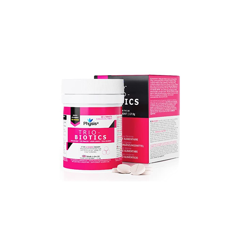 Physis Oral Probiotics For Women - 60 Tablets - 3In1 Support For Thrush, Cystitis, Uti & Bacterial Vaginosis - Gut Health