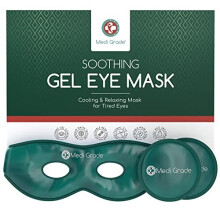 Medi Grade Cooling Eye Mask - Reusable Gel Eye Mask with 2 x Cooling Eye Pads and Cooling Storage Bag - Enjoy Relaxation at Home or On the Go with our