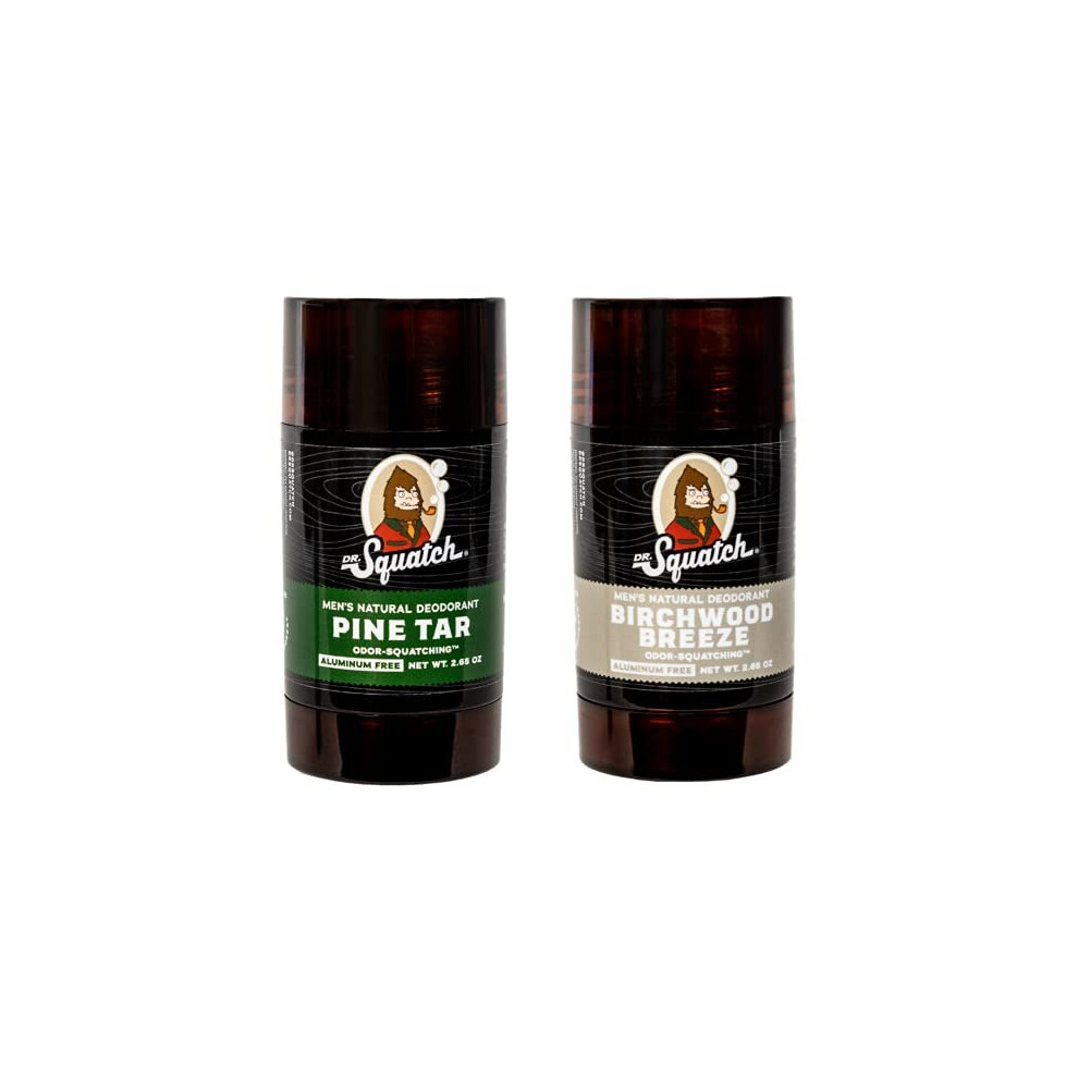 Dr. Squatch Natural Deodorant For Men Â Odor-Squatching Men's Deodorant Aluminum Free - Pine Tar + Birchwood Breeze (2 Pack)