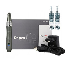 Dr.pen M8w Micro-Needling Device with 4 x 16 pin and 8 x Nano pin Disposable Needle Cartridges 165mm Dark grey