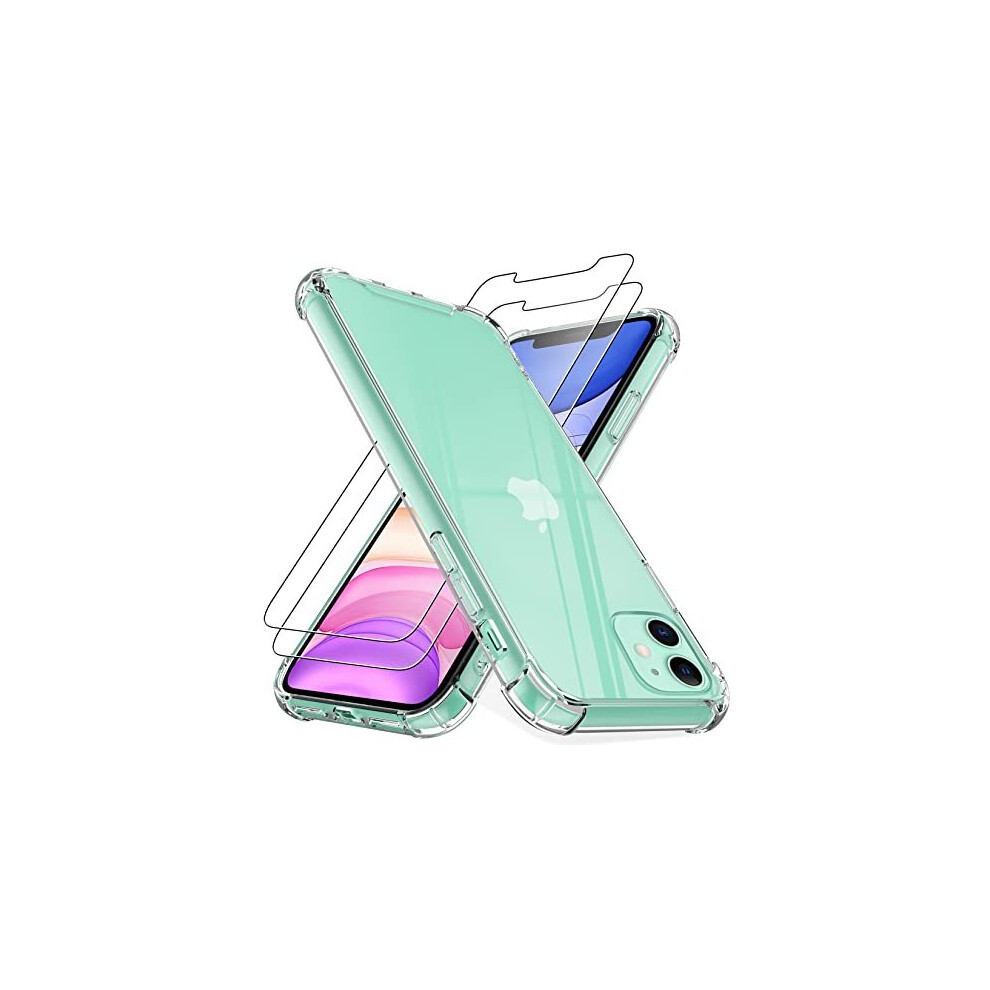 4Youquality Case For Iphone 11 With [2-Pack Tempered Glass Screen Protectors], 6.1-Inch, Advanced Airbag Drop Protection, Shockproof Transparent Clear 5060611980585
