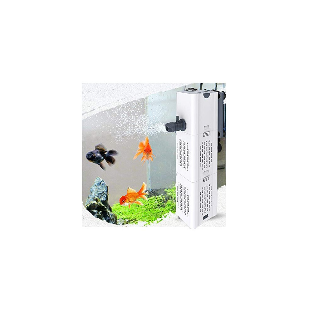 Osatnb Ultra Quiet Fish Tank Filter 4-In-1 Internal Aquarium Filter,500L/H Submersible Water Pump Oxygen Aeration Wave Maker Water Change For Betta, Turtle,