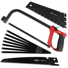 AIRAJ Hacksaw Set,Multifunctional Hacksaw with 7 Spare Blades and 2 Hand Saw Blades,Adjustable Frame,Bow Saw for Cutting Metal Wood PVC Pipe