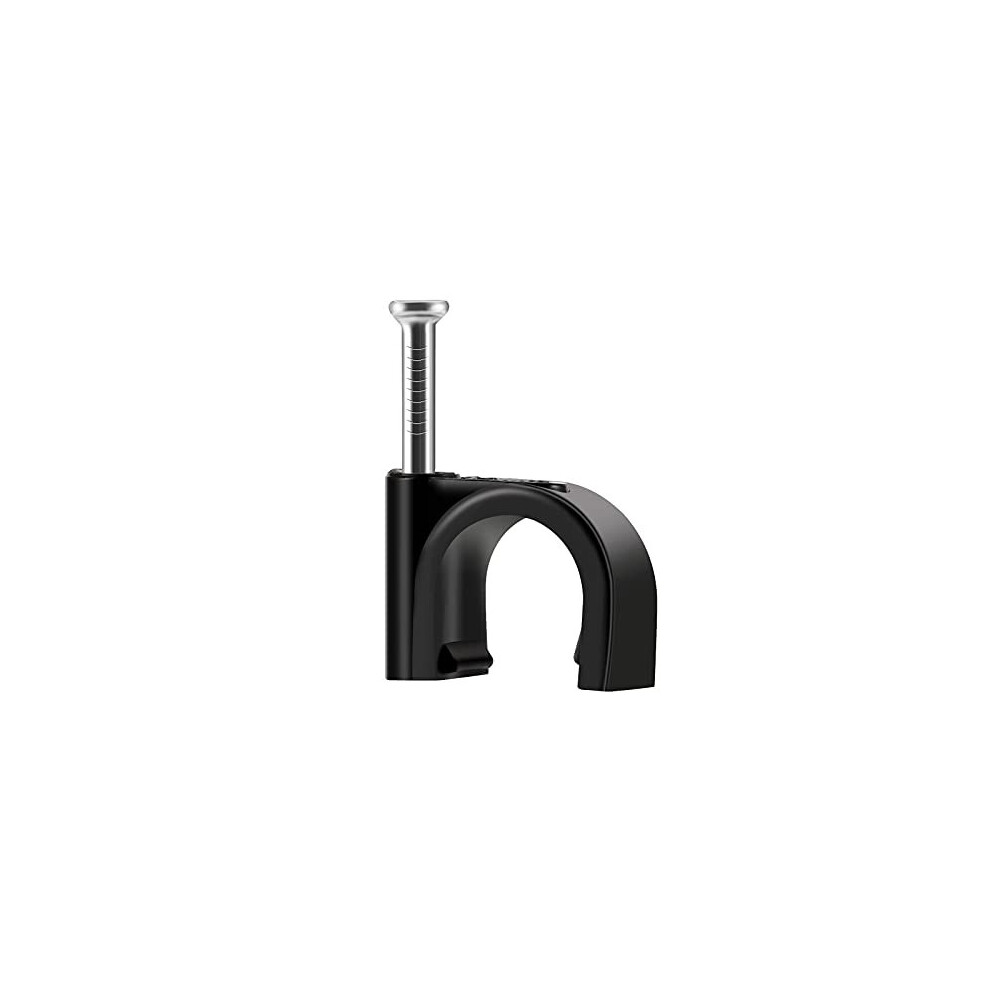 ERKXD Cable Clips Black with Steel Nails, 10mm Durable Wire Clips to Wall, Black Round Cable Nail Clips