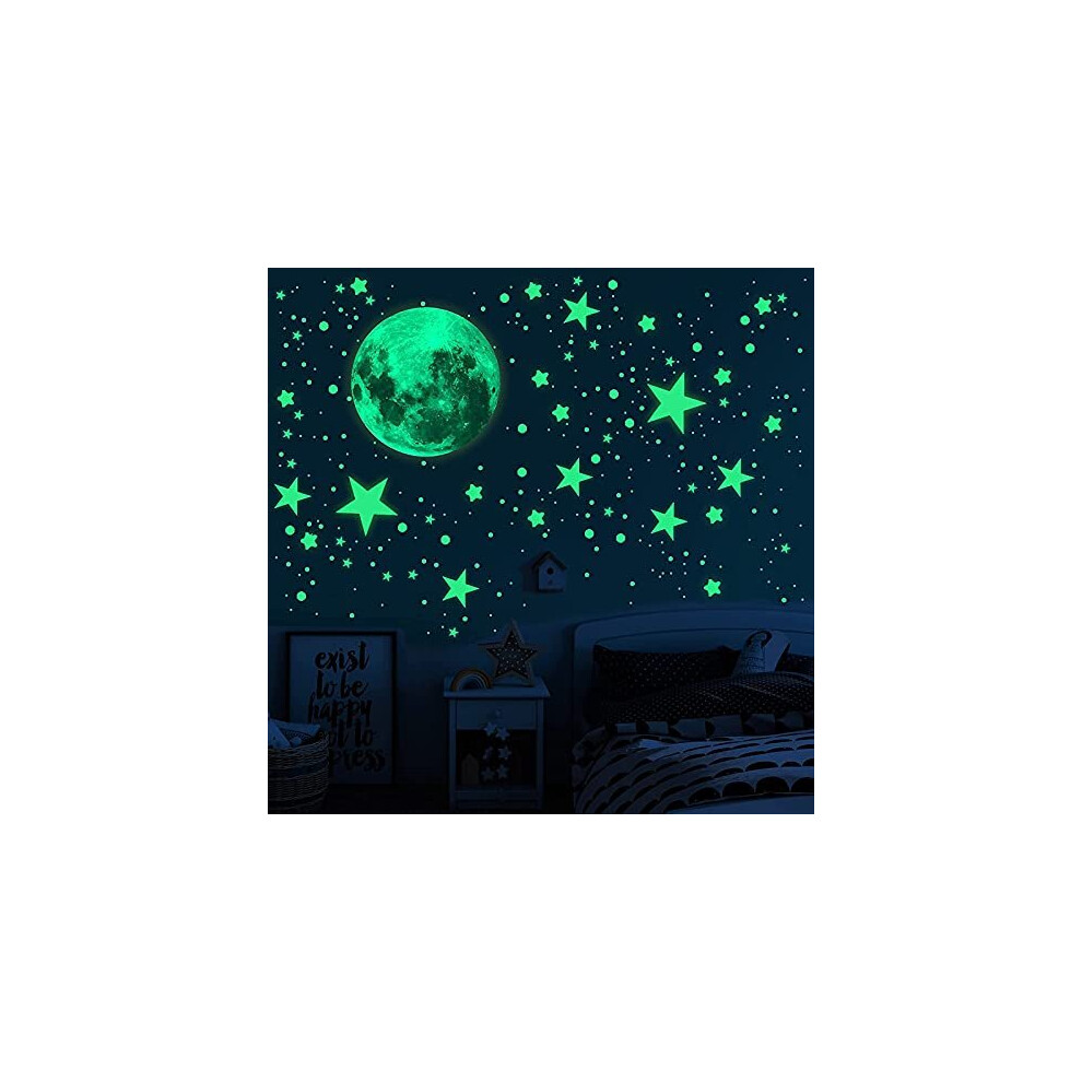Realistic Glow In The Stars And Moon Wall Stickers - 563Pcs Fluorescent Dots Stars And Moon Diy Luminous Adhesive Wall Stickers For Ceiling Dark Cyh