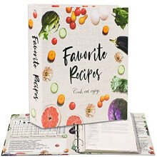 Recipe Binder 3-Ring A4 Kit with 16 Dividers, 32 Labels & 50 Plastic Sleeves. Store Your Printed Recipes & Create Your Own Favorite Recipes Book. Cute