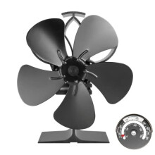 gohantee 5-Blade Heat Powered Fireplace Fan Wood Burner Stove Fan Quiet Design, Eco-Friendly Heat Powered Fan with Thermometer for Stove Wood Log
