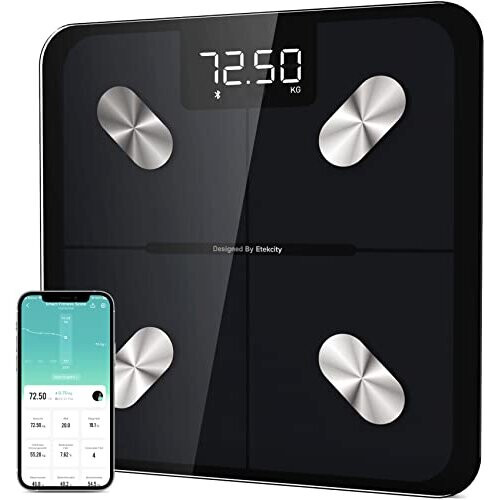 Etekcity Smart Bathroom Scales for Body Weight, Accurate to 0.05lb (0.02kg) Digital Weighing Scales with BMI and Body Fat, Zero - Current Mode & Baby